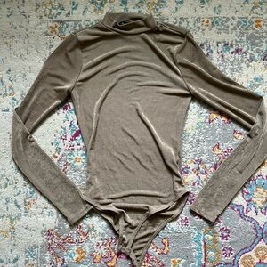 Mock neck long sleeved tan bodysuit